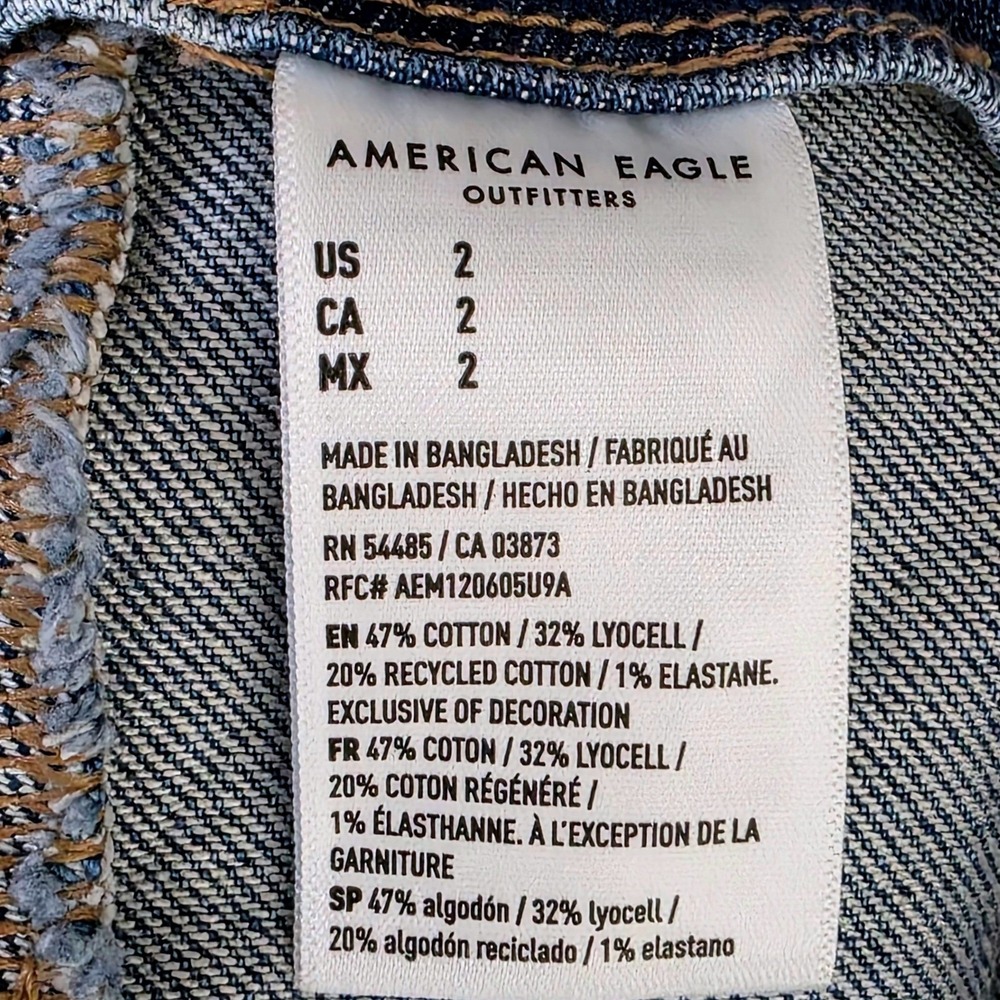 American Eagle Y2K Low-Rise A-Line Denim Mini Skirt Size 2 Medium Wash Raw EUC - Picture 11 of 12